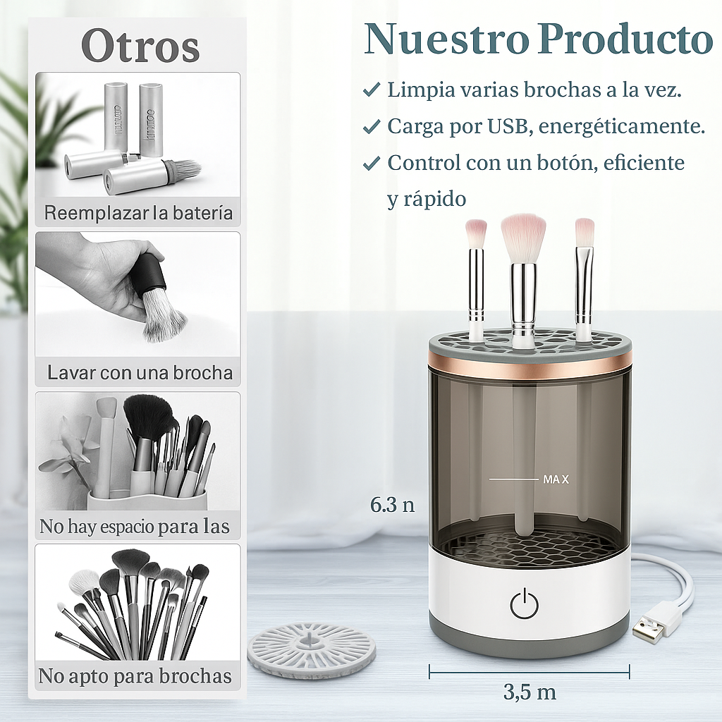Limpiador de Brochas de Maquillaje – USB Recargable